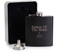 Personalised 6oz Black Hip Flask Gift Set | Includes Metal Presentation Tin & Filling Funnel | Custom Engraved Matte Black Spirit Flask | Wedding Groomsman & Father of the Bride Gift