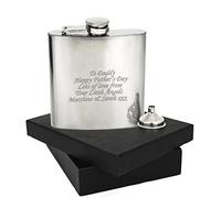 Personalised 6oz Hip Flask YOUR MESSAGE ENGRAVED FREE, Birthday, Wedding, Anniversary Gift