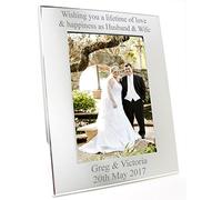 Personalised 6x4 Silver Portrait Photo Frame - Any Message, Velvet Frame Backing With Stand Weddings Birthdays Anniversaries