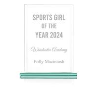 Personalised 7 Inch Rectangular Glass Trophy/Award - Award for Employee of the Month, All Sports, Leadership, Retirement & Appreciation - Engraved With Your Own Custom Text.