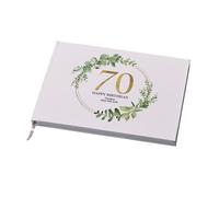 Personalised 70th Birthday Gift for her Guest Book Gold Wreath Design