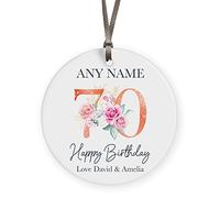 Personalised 70th Birthday Gift For Her Ladies Custom Wooden Ornament Hanging Floral Decoration Keepsake Gifts Plaque