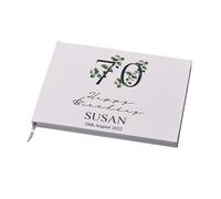 Personalised 70th Birthday Green Leaf Design Gift Guest Book