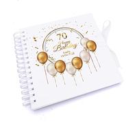 Personalised 70th Birthday Guest Book Scrapbook or Album Gold Balloons