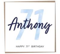 Personalised 71st Birthday Card for Men, Unusual Age 71 Keepsake, Seventy-One Year Old Happy Birthday Cards with Custom Name, Customised Luxury Gift Idea for Special Male, Customisable Design