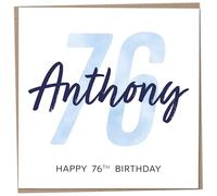 Personalised 76th Birthday Card for Men, Unusual Age 76 Keepsake, Seventy-Six Year Old Happy Birthday Cards with Custom Name, Customised Luxury Gift Idea for Special Male, Customisable Design