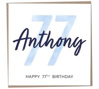 Personalised 77th Birthday Card for Men, Unusual Age 77 Keepsake, Seventy-Seven Year Old Happy Birthday Cards with Custom Name, Customised Luxury Gift Idea for Special Male, Customisable Design
