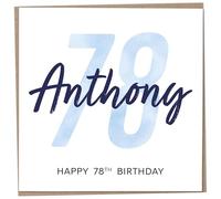 Personalised 78th Birthday Card for Men, Unusual Age 78 Keepsake, Seventy-Eight Year Old Happy Birthday Cards with Custom Name, Customised Luxury Gift Idea for Special Male, Customisable Design