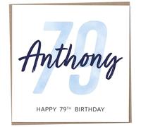 Personalised 79th Birthday Card for Men, Unusual Age 79 Keepsake, Seventy-Nine Year Old Happy Birthday Cards with Custom Name, Customised Luxury Gift Idea for Special Male, Customisable Design