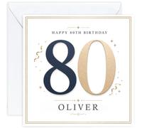 Personalised 80th Birthday Card for Him | Eightieth Birthday Card for 80 Year Old Men | Husband Dad Grandad Brother Friend | Male Birthday Card with Name (Design 02)
