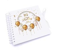 Personalised 80th Birthday Guest Book Scrapbook or Album Gold Balloons