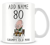 Personalised 80th Birthday Mug for Men - Humorous and Affectionate Grumpy Old Man Gift - Custom Name Milestone Birthday Present for Dad, Husband, Brother, Uncle - 11oz Ceramic
