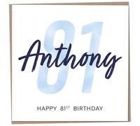 Personalised 81st Birthday Card for Men, Unusual Age 81 Keepsake, Eighty-One Year Old Happy Birthday Cards with Custom Name, Customised Luxury Gift Idea for Special Male, Customisable Design