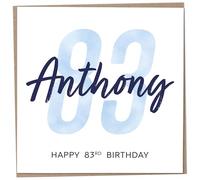 Personalised 83rd Birthday Card for Men, Unusual Age 83 Keepsake, Eighty-Three Year Old Happy Birthday Cards with Custom Name, Customised Luxury Gift Idea for Special Male, Customisable Design
