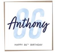 Personalised 86th Birthday Card for Men, Unusual Age 86 Keepsake, Eighty-Six Year Old Happy Birthday Cards with Custom Name, Customised Luxury Gift Idea for Special Male, Customisable Design