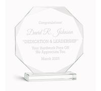 Personalised 8inch Premium Octagonal Trophy with Presentation Box - Custom Engrave with Text | Ideal for Corporate Gifts, Employee Awards, Business Presentations | Display for Shelves & Trophy Racks