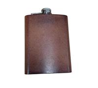Personalised 8oz Antique Leather Finish Hip Flask - Engraved with Name and Any Message of Your Choosing - Wedding Birthday Fathers Day Gift