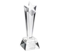 Personalised 9 3/4" Rising Star Crystal Award - Engraved Column Trophy for Employee Recognition, Achievement, Retirement, Teacher, Corporate Events, | Thank You or Career Milestone Honours