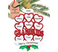 Personalised 9 Grandkids Ornament 2025 - Fast & Free 24h Customisation - Grandparents Christmas Ornaments for Tree - Custom Gift Wrapped Family of 9 Keepsake for Grandma, Grandpa, Grandchildren