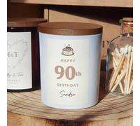 Personalised 90th Birthday Candle Gift - Custom Name & Message - Scented Soy Candle for 90 Year Old - Thoughtful Present for Milestone Celebration - Handmade by Custom Wicks™