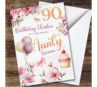 Personalised 90th Birthday Card For Aunty Pink | Personalised Birthday Card For Aunty, Her, 90th, Milestone Birthdays