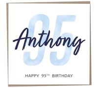 Personalised 95th Birthday Card for Men, Unusual Age 95 Keepsake, Ninety-Five Year Old Happy Birthday Cards with Custom Name, Customised Luxury Gift Idea for Special Male, Customisable Design