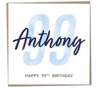 Personalised 99th Birthday Card for Men, Unusual Age 99 Keepsake, Ninety-Nine Year Old Happy Birthday Cards with Custom Name, Customised Luxury Gift Idea for Special Male, Customisable Design