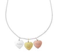 Personalised 9ct Gold, Rose Gold & Sterling Silver Stacking Hearts Necklace: Engraved Keepsake
