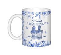 Personalised A Friend is God's Way of Making Sure We Never Walk Alone Coffee Mug Custom Name Portrait Ceramic Bestie Mug Decor Gift for Sister Friend Birthday Xmas (Style 20)