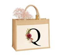 Personalised A-Z Bag for Women, Mother, Sister, Girlfriends and Bridesmaids, Sustainable Jute Bag, Gift Bag, Jute Bag, Shopping Bag, Made of 100% Jute and Cotton, XL