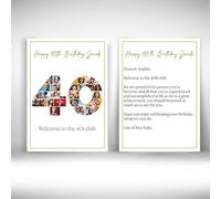 Personalised A4 Acrylic Milestone 40th Birthday Card Photo Gifts Custom Photo Prints Keepsake Gifts For Women Men, Dad & Mum