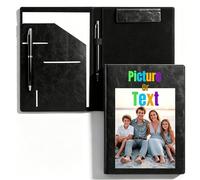 Personalised A4 Folder with Photo, Text or Logo - Leather Document Binder for CV, Resume, Contract - Professional File Organiser for Interview, Law, Office, Men & Women (Black)