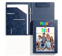 Personalised A4 Folder with Photo, Text or Logo - Leather Document Binder for CV, Resume, Contract - Professional File Organiser for Interview, Law, Office, Men & Women (Blue)