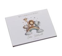Personalised A4 Memory Book for Christening, Baptism, Confirmation, First Holy Communion, White, Linen Hardcover, 80 Pages, Guest Message Book