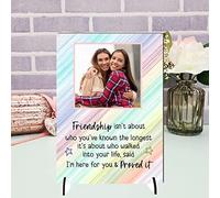 Personalised A5/A4 Friendship Plaque - Heartfelt Gift with Custom Photo - Freestanding MDF or Acrylic Plaque with Inspiring Quote (Mdf Wood A5 21cm x 15cm, Pastel Rainbow)