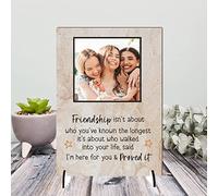 Personalised A5/A4 Friendship Plaque - Heartfelt Gift with Custom Photo - Freestanding MDF or Acrylic Plaque with Inspiring Quote (Mdf Wood A5 21cm x 15cm, Brown Marble)