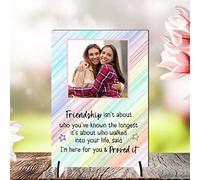 Personalised A5/A4 Friendship Plaque - Heartfelt Gift with Custom Photo - Freestanding MDF or Acrylic Plaque with Inspiring Quote (Mdf Wood A4 30cm x 21cm, Pastel Rainbow)