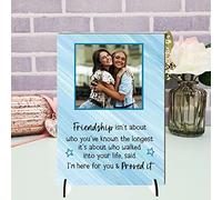 Personalised A5/A4 Friendship Plaque - Heartfelt Gift with Custom Photo - Freestanding MDF or Acrylic Plaque with Inspiring Quote (Mdf Wood A5 21cm x 15cm, Blue)