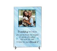 Personalised A5/A4 Friendship Plaque - Heartfelt Gift with Custom Photo - Freestanding MDF or Acrylic Plaque with Inspiring Quote (Acrylic A5 21cm x 15cm, Blue)