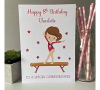 Personalised A5 Birthday Card Daughter Granddaughter Niece 7th 8th 9th 10th 11th 12th Gymnastics Girl Brown Hair