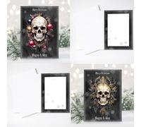 Personalised - A5 Festive Skull Christmas Cards. Embrace the Dark Side This Holiday Season with Gothic Christmas Cards! Printed in full colour inside.