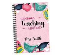 Personalised A5 Notebook - Awesome Teaching Assistant - Add Name - Present, Thank You - Custom End of Year Leaving Appreciation Gift for TA or Colleague