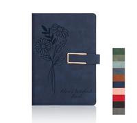 Personalised A5 Notebook, Custom Name & Birth Flower Journal, Birthday Gift (Dark Blue)