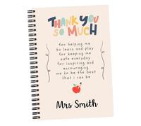 Personalised A5 Notebook - Thank You with Message - Appreciation Gift for Teachers, Teaching Assistant, TA, Leaving, End of Term Gift, Custom Teacher Present with Any Name, School Leaving Gift