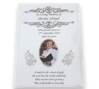 Personalised A6 Funeral, Memorial, Remembrance, Keepsake Laminated cards M1 (10)