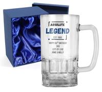 Personalised Absolute Legend Design Pint Glass Beer Mug Stein Tankard Birthday Gift for 18th 21st 30th 40th 50th 60th 70th 80th - Dishwasher Safe (Print with Handle on Right, Silk Lined Gift Box)