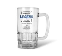 Personalised Absolute Legend Design Pint Glass Beer Mug Stein Tankard Birthday Gift for Boys Him 18th 21st 30th 40th 50th 60th 70th - Dishwasher Safe (Print with Handle on Right, No Gift Box)
