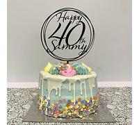 Personalised Acrylic Birthday Cake Topper, Circle Cake Decoration, Personalised Any Name Age, 18th 21st 30th 40th 50th, Choice of Colours