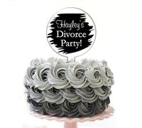 Personalised Acrylic Cake Topper for Divorce Parties - Custom Name with Funny "Divorce Party! Wording" Theme in 6 Colours (Black)
