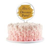 Personalised Acrylic Cake Topper for Divorce Parties - Custom Name with Funny "Divorce Party! Wording" Theme in 6 Colours (Gold)